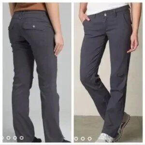 PRANA Women's Halle Pants Size 2 Short Straight Leg Hiking Anthracite Gray